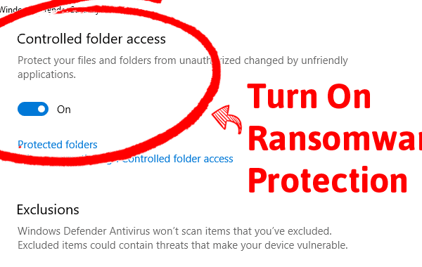Ransomware Protection is Included in Forthcoming Windows 10 Update